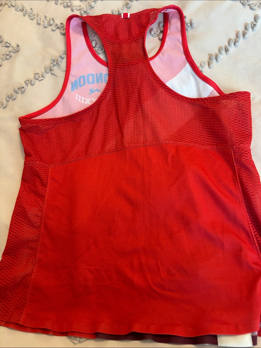 Tracksmith Red & White London Racerback Mesh Tank - Picture 5 of 5